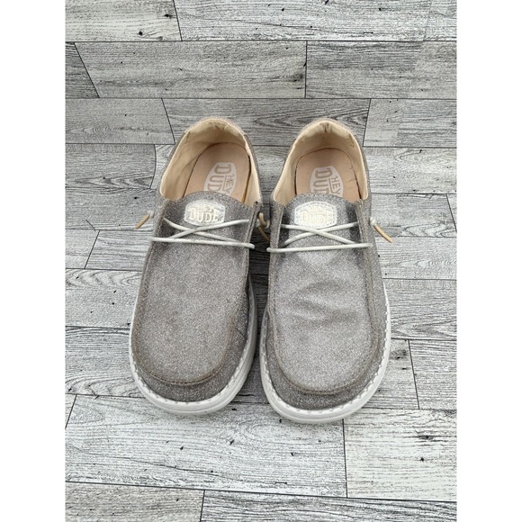 Hey Dude Wendy Metallic Sparkle Shoes Womens Size 7 Rose Gold Glitter Comfort - Picture 2 of 10